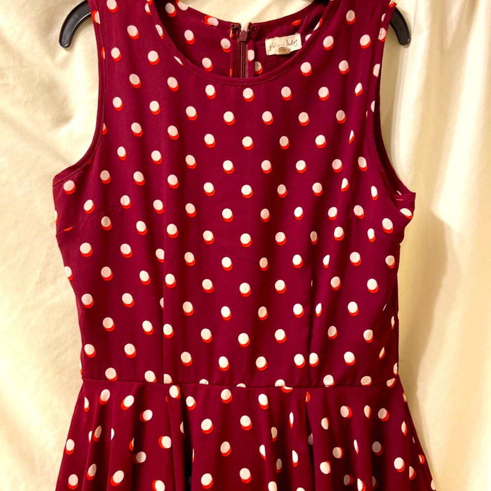 Maison Jules Red Polka Dot Midi Dress